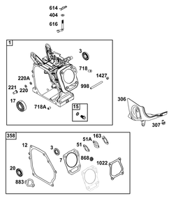Cylinder Group Diagram and Parts List for 13A132-0022-F1 100000 - 19Z999 Briggs and Stratton Engine